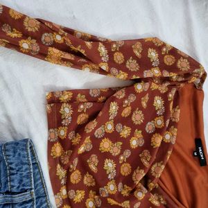Westside Floral Mesh Long Sleeve Top