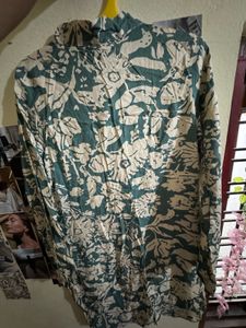 Green Floral Print Kurta bell sleeves