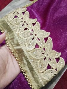 Elegant Purple Saree with Gold Border