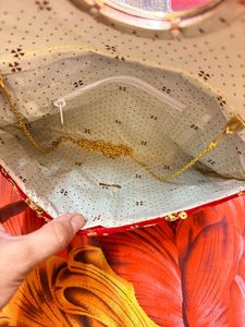 Embellished Red Velvet Clutch