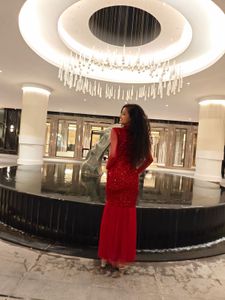 Sparkling Red Sequin Maxi Dress