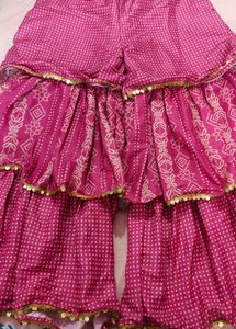 Vibrant Pink Polka Dot sharara set