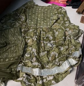 Beautiful Olive Green Kurta Set with Dupatta
