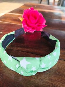 Star Print Headband with Flower Accent