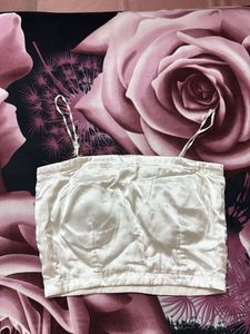 Silky White Cropped Tank Top