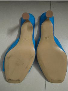 Vibrant Blue Block Heel Mules