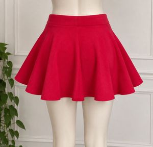 Vibrant Red Flared Mini Skirt
