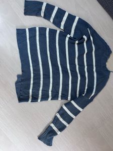 American Eagle Blue &amp; White Striped Cardigan / Shr