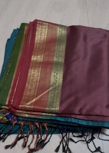 Elegant Teal Saree with Golden Border