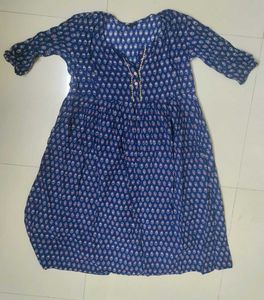 Blue Printed Maternity Dress
