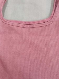 Cute Pink Square Neck Tank Top