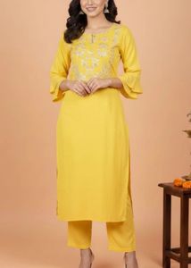 Vibrant Yellow Embroidered Kurta