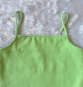 Tokyo Talkies Green Ribbed Crop Top