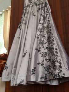 Silver With Black Embroidery Gown