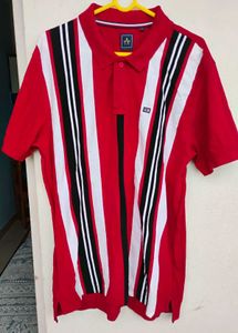 Men's Red Striped Polo Shirt
