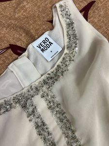 Elegant Embellished Cream Dress