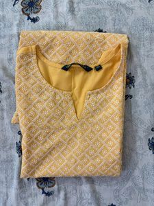 Yellow Embroidered Kurta