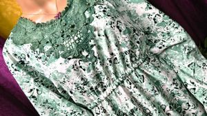 Bohemian Green Floral Kaftan Kurti