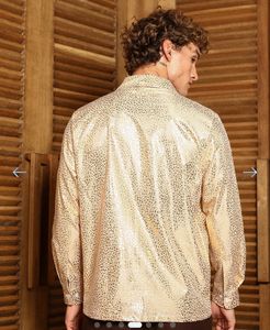 🕺New peice Gold Button-Down Shirt Metallic