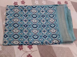 Beautiful sea green Geometric Print Saree