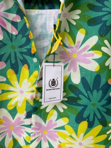 Men's Green Floral Short Sleeve Shirt