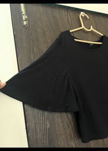 Black Flared Sleeve Top