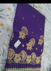 Purple Embroidered Saree