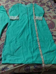 sky blue kurta, pant with net duptta
