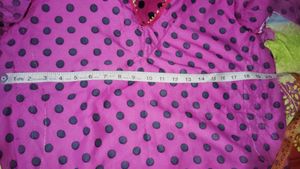 dark Pink Polka Dot Kurta Set with Pants