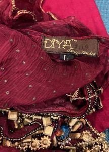 Maroon Embellished Kurta