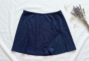 Navy Blue Slit Mini Skirt