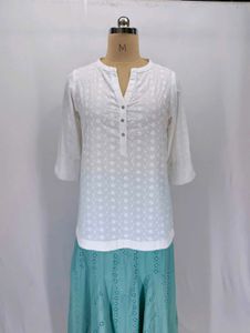 White Embroidered Kurta Top