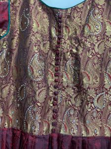 Elegant Maroon &amp; Gold Ethnic Gown