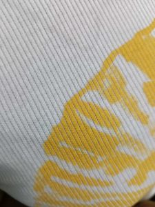 White Cropped Tank Top with Yellow Graphic