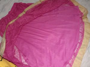 Vibrant Pink Lace Ethnic Skirt