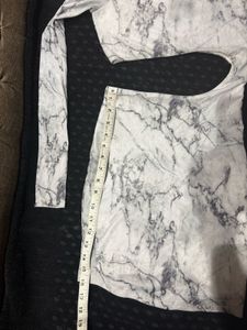 Marble Print Cut-Out One-Sleeve Dress