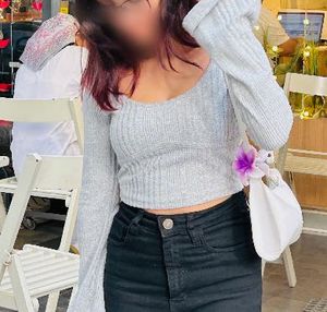 Ribbed Bell Sleeve Crop Top