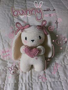 Handmade Crochet Bunny with Heart