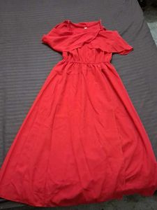 Vibrant Red Off-Shoulder Maxi Dress