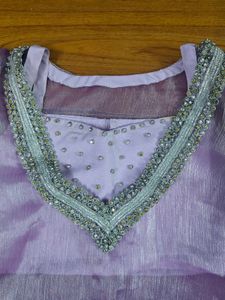 light Purple Kurta with pant &amp; crop top