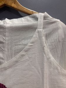 White Kurta with Floral Embroidery