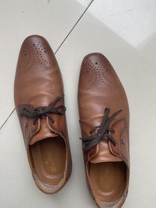 Louis Philippe Men's Brown Leather Oxford Shoes
