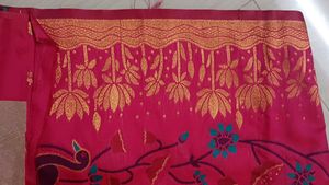 78)Pink Fabric with Bird Embroidery Saree