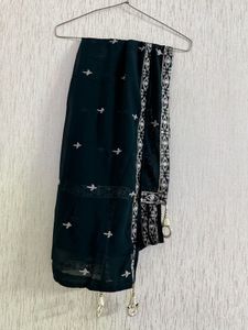 Elegant Black &amp; White Embroidered Gown