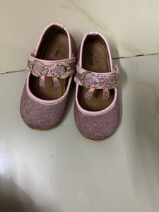 Sparkly Pink Ballet Flats with Bow Detail