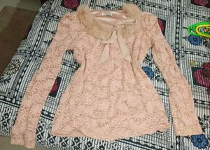 Chic Lace Top with Fur Collar