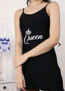 Women Spaghetti Strap Typography Print Dress
