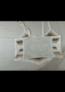 y2k Crochet brown Heart Crop Top pinteresty