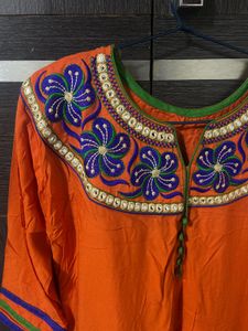 Orange Embroidered Kurta | Like New | Size 38