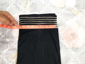 Elegant Black Palazzo with Gold Trim lace design